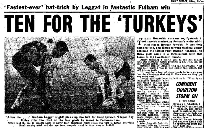 La prima pagina di un giornale britannico dopo il Boxing Day del 1963